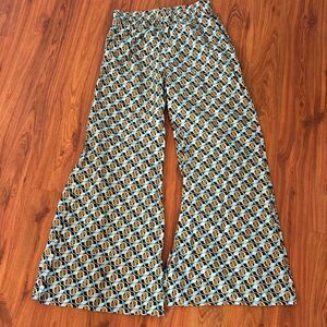 NWOT One Season Australia blue and tan wide leg floral lightweight lounge pants